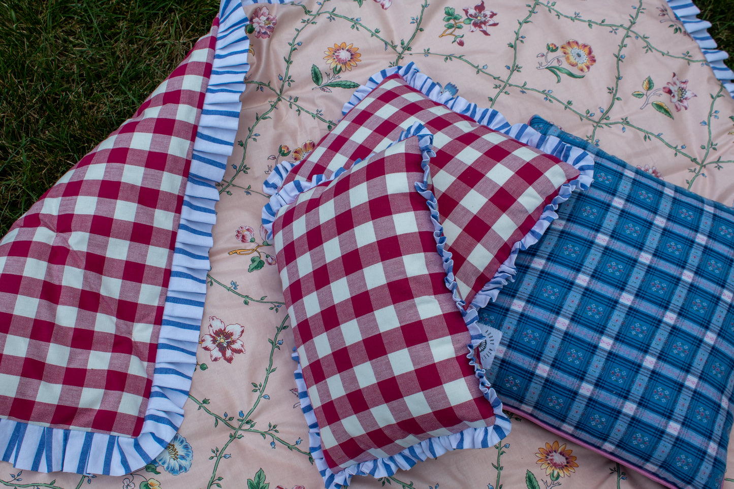 Raspberry Gingham Pillow