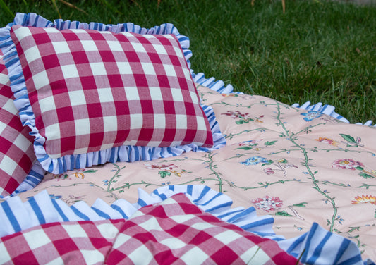 Raspberry Gingham Pillow