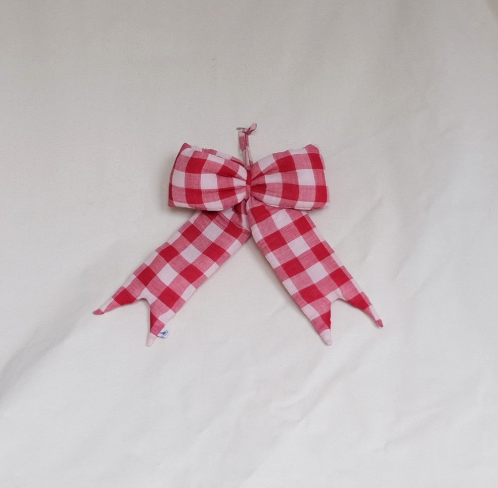 Cherry Red Gingham Bow