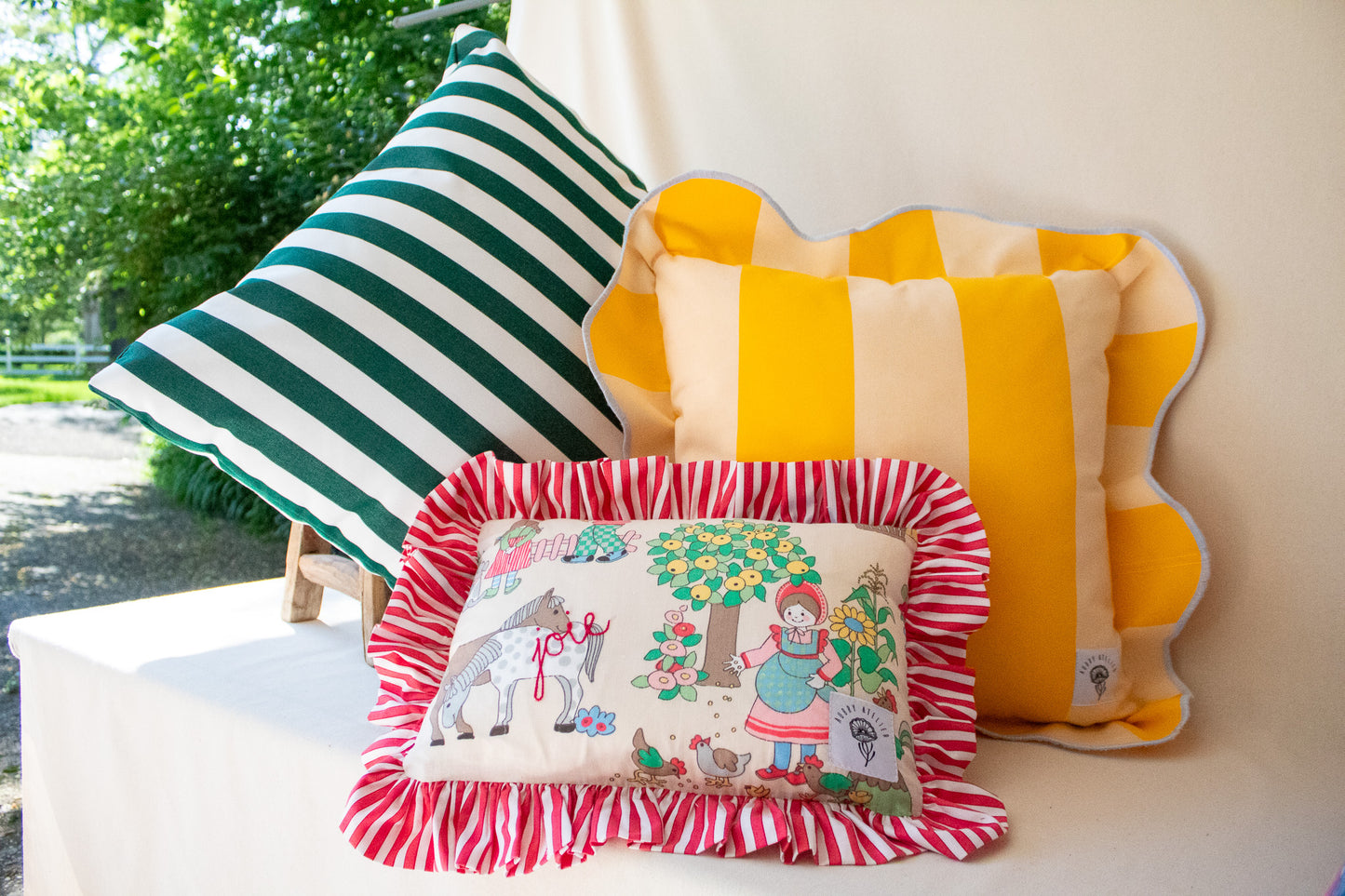 OUTDOOR YELLOW STRIPE PILLOW
