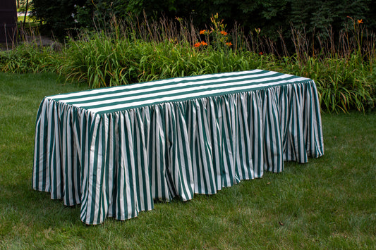 STRIPED & SHIRRED OUTDOOR TABLECLOTH